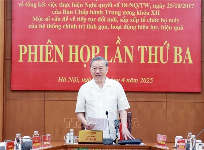 Tổng Bí thư Tô Lâm, Trưởng Ban Chỉ đạo Trung ương về tổng kết việc thực hiện Nghị quyết số 18, phát biểu chỉ đạo tại phiên họp