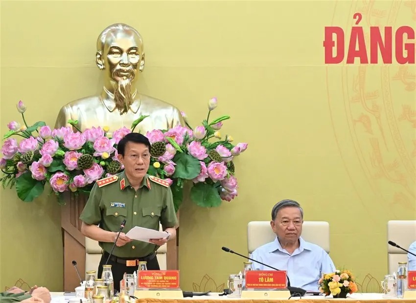 Đại tướng Lương Tam Quang, Bộ trưởng Bộ Công an phát biểu khai mạc Hội nghị.