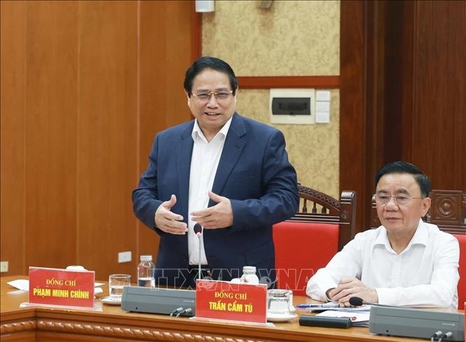 Ủy viên Bộ Chính trị, Thủ tướng Chính phủ Phạm Minh Chính phát biểu tại phiên họp